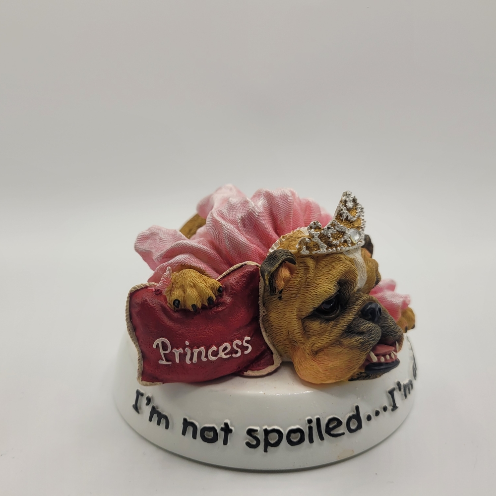 Princess Bulldog Figurine with Pink Dress